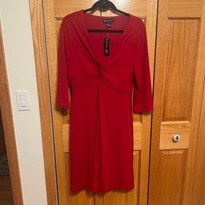 Red INC International Concepts dress. Size XL Matte jersey. Knot front.